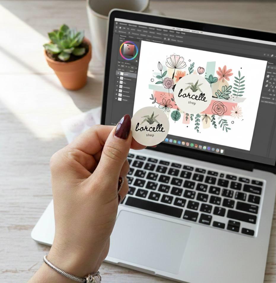 300 шт. Наліпки з Вашим логотипом 30х30 мм., фото 1