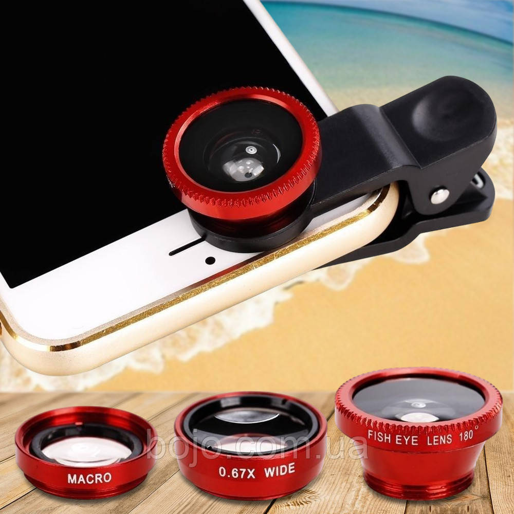 Лінза для камери телефону Fish Eye LENS Y-12, Червоний (206)