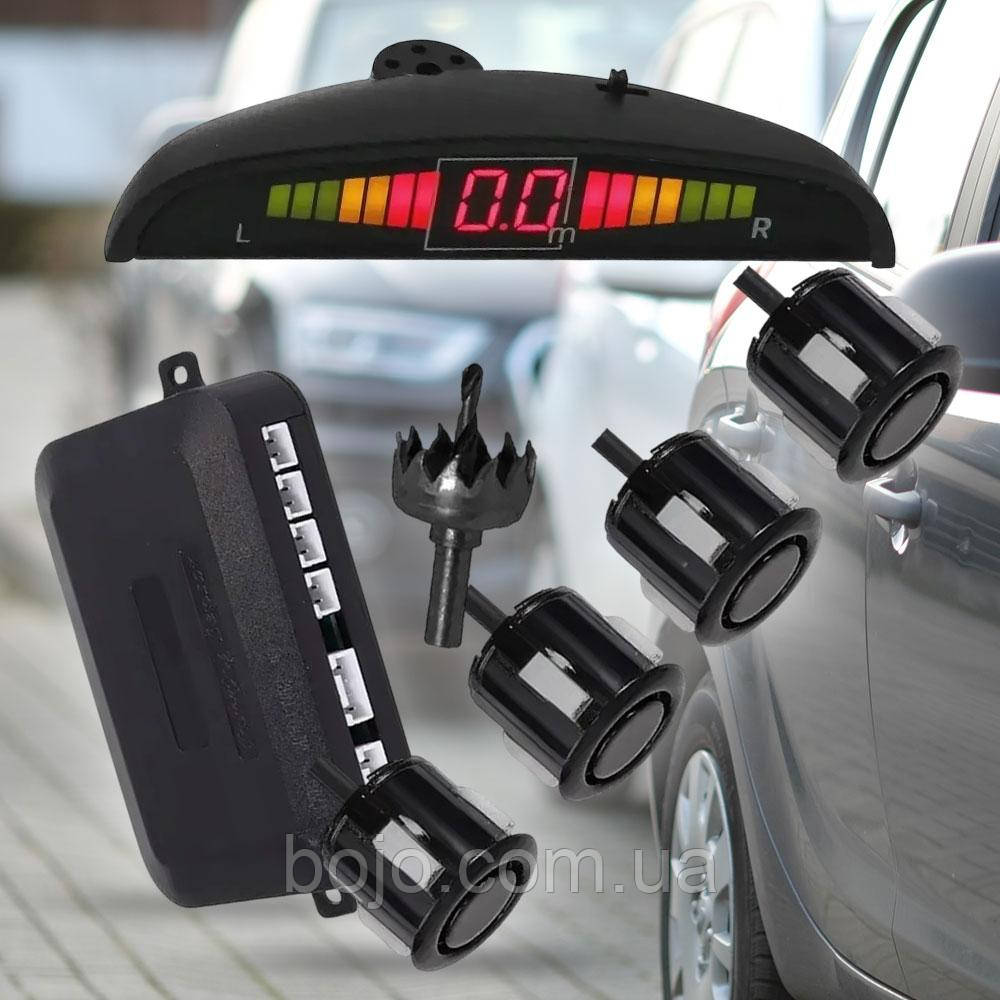 Автомобільний парктронік із дисплеєм на 4 датчики (чорні) на задній бампер (ЖЯ)