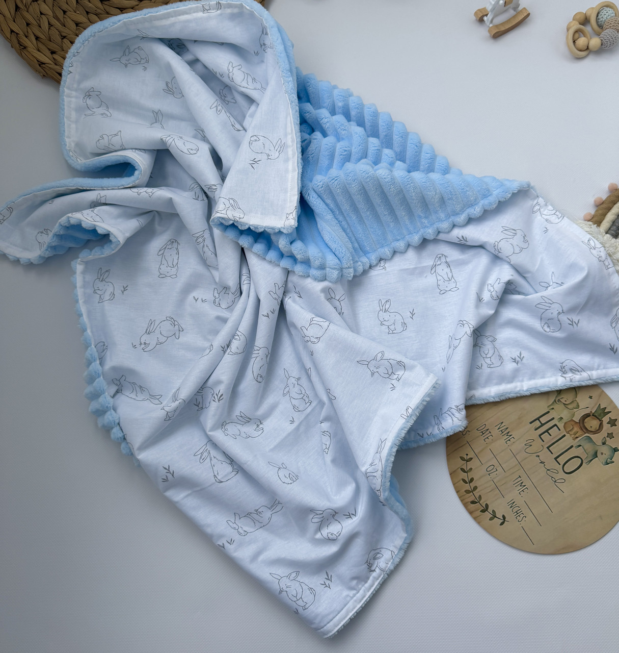 Дитячий плед для новонароджених малюків з плюшу та бавовни 100×80 см, фото 1