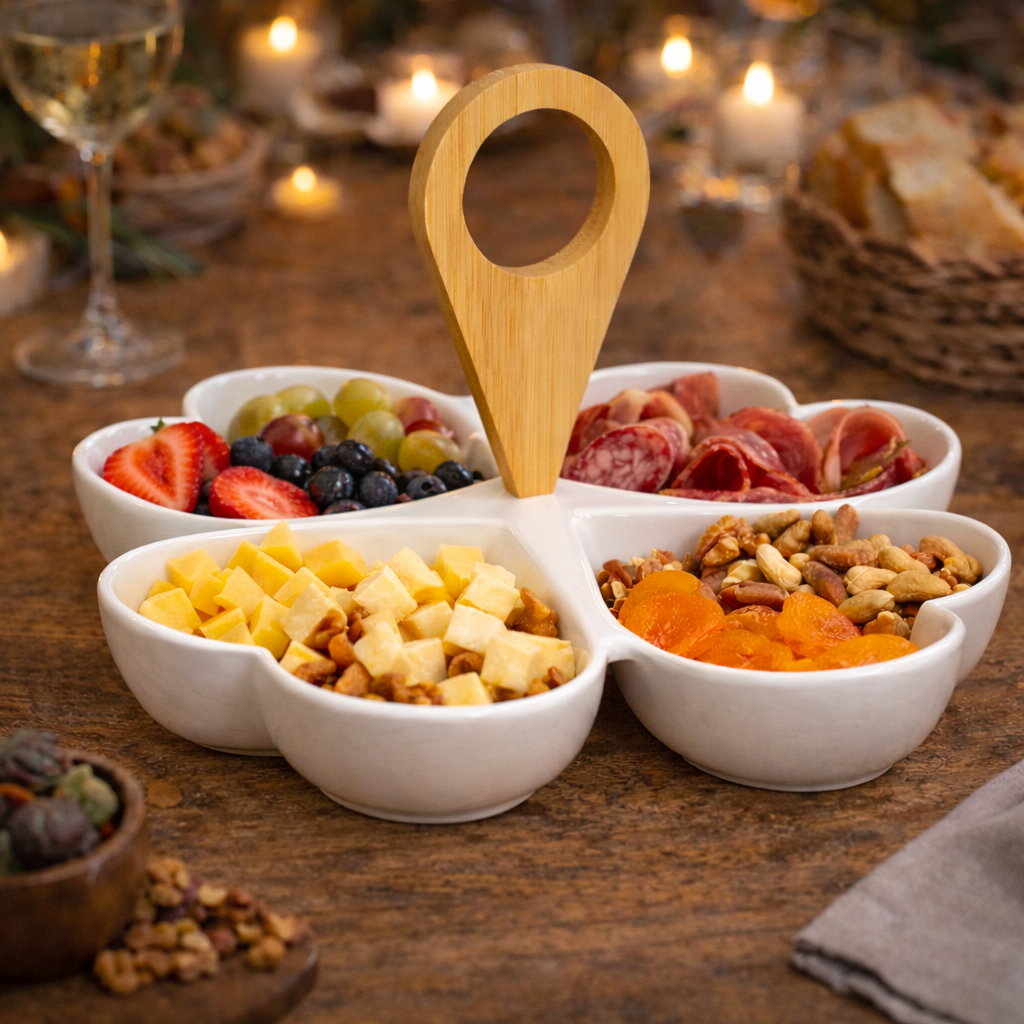 Набір керамічних піал для закусок "Світлі серця", 24 см, фото 1