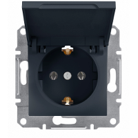 Розетка з ЗК і кришкою Антрацит Asfora Schneider Electric, EPH3100171