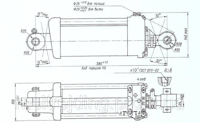 Схема гидроцилиндра ЦС-75*110