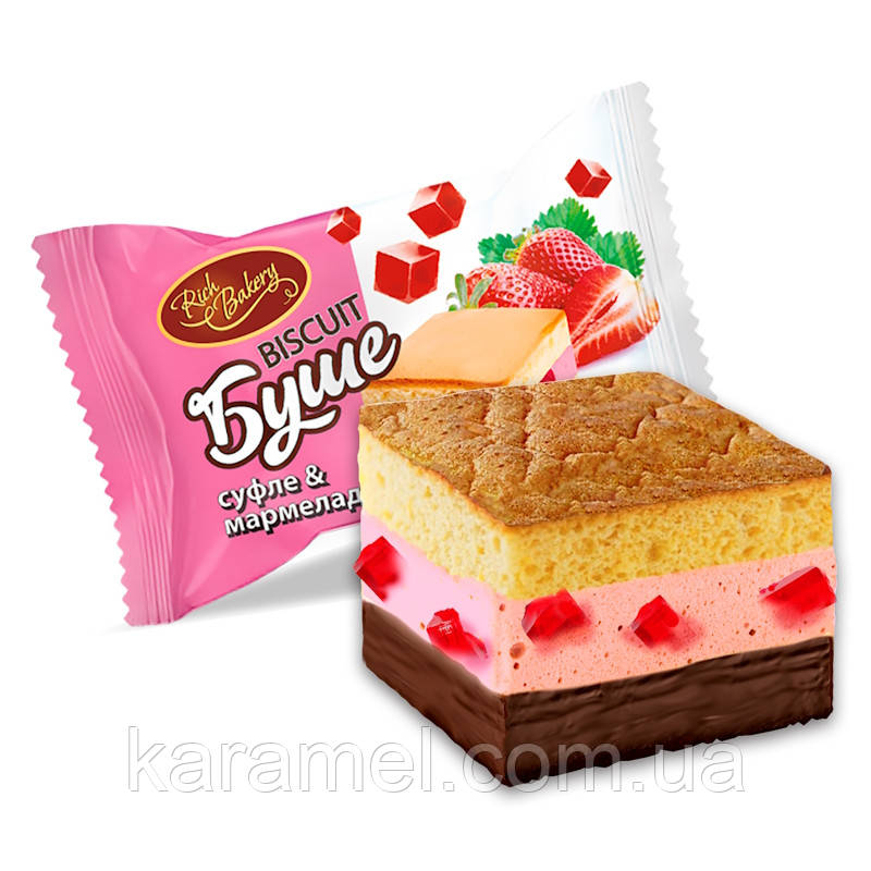 Бісквіт «Буше - Суфле зі смаком полуниці, 100г., фото 1
