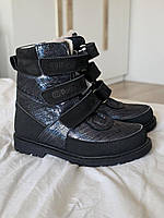 Дитячі теплі високі зимові шкіряні ортопедичні черевики на липучках 26 р, фото 2