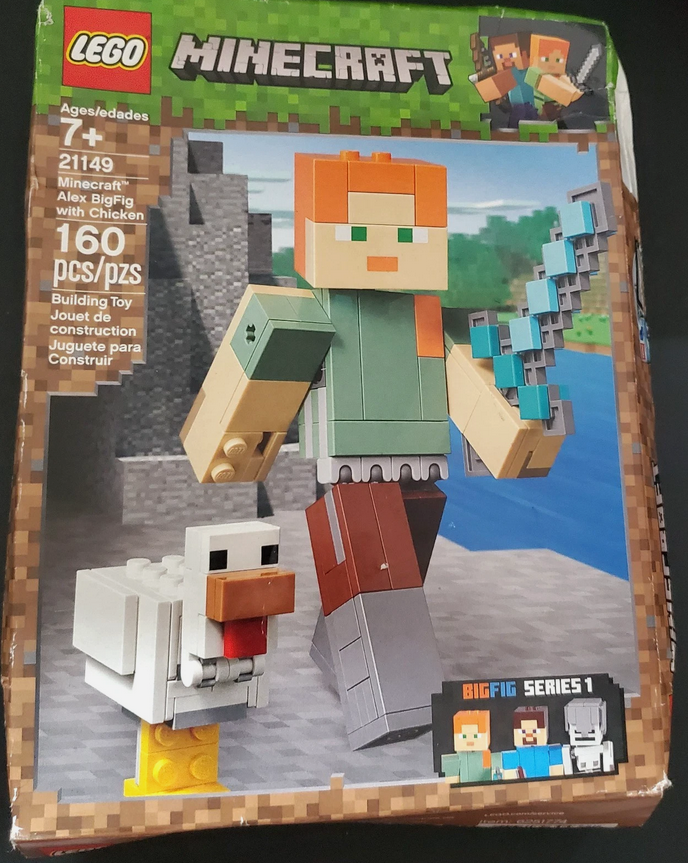 Лего майнкрафт  ПРИМЯТА КОРОБКА Lego Minecraft Алекс з курчам 21149 ALEX BIGFIG with CHICKEN, фото 1