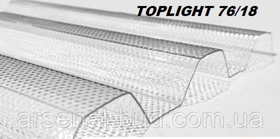 Полікарбонат профільований, ефект колотий лід,0.9мм градостійкий, прозорий ,104см Х 400см TOPLIGHT 76/18 (Італія), фото 1