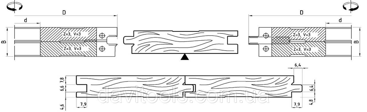 Фрези для виготовлення паркету 160*40*L25 з мех.кр. ножів та підрізним ВК  4фрези, фото 1
