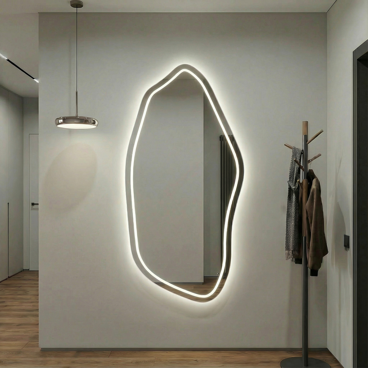 Велике фігурне дзеркало з підсвіткою 1500х700 мм, фото 1