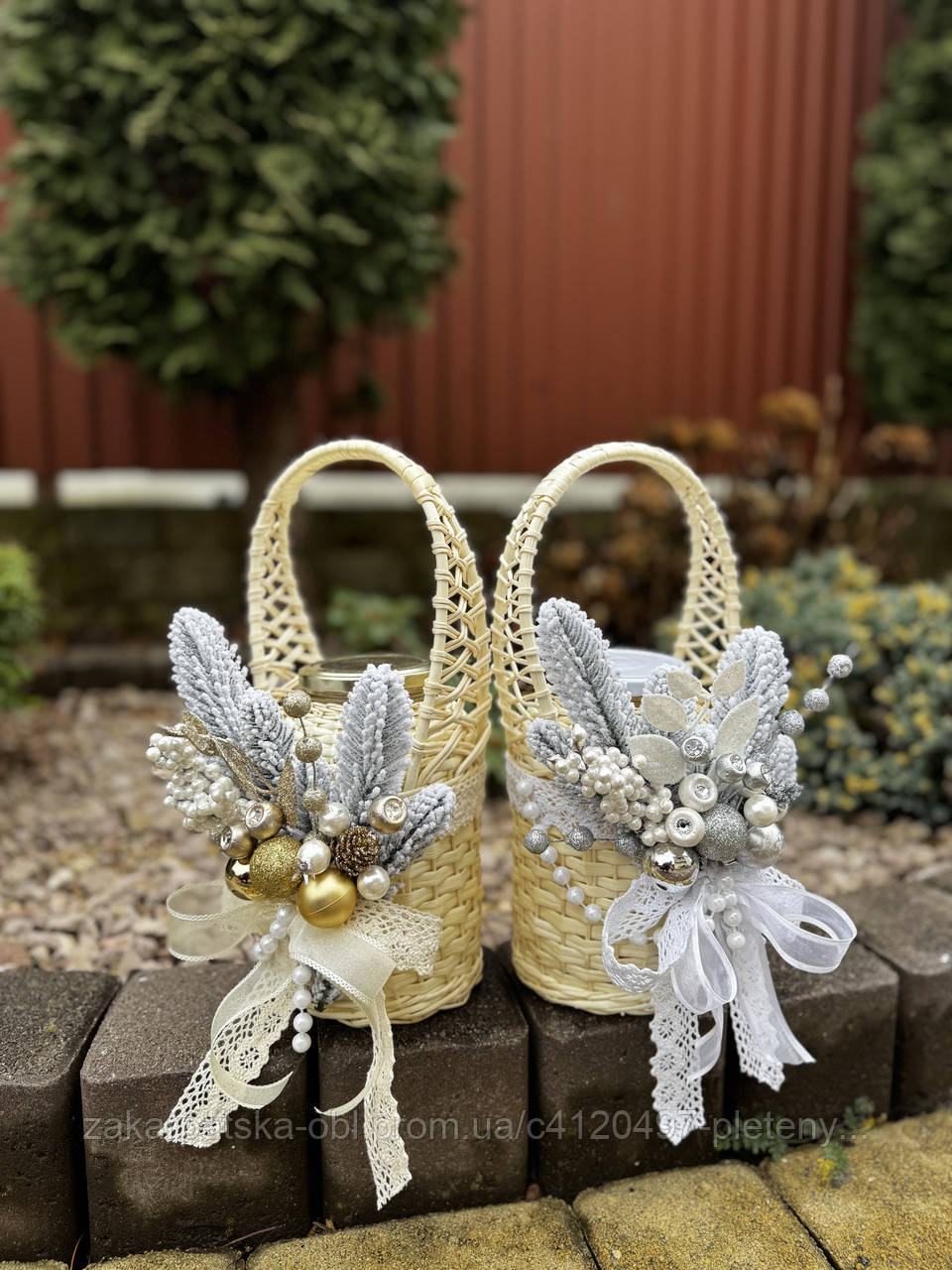 Декорована баночка в білому кольорі об’ємом 1.5л, фото 1