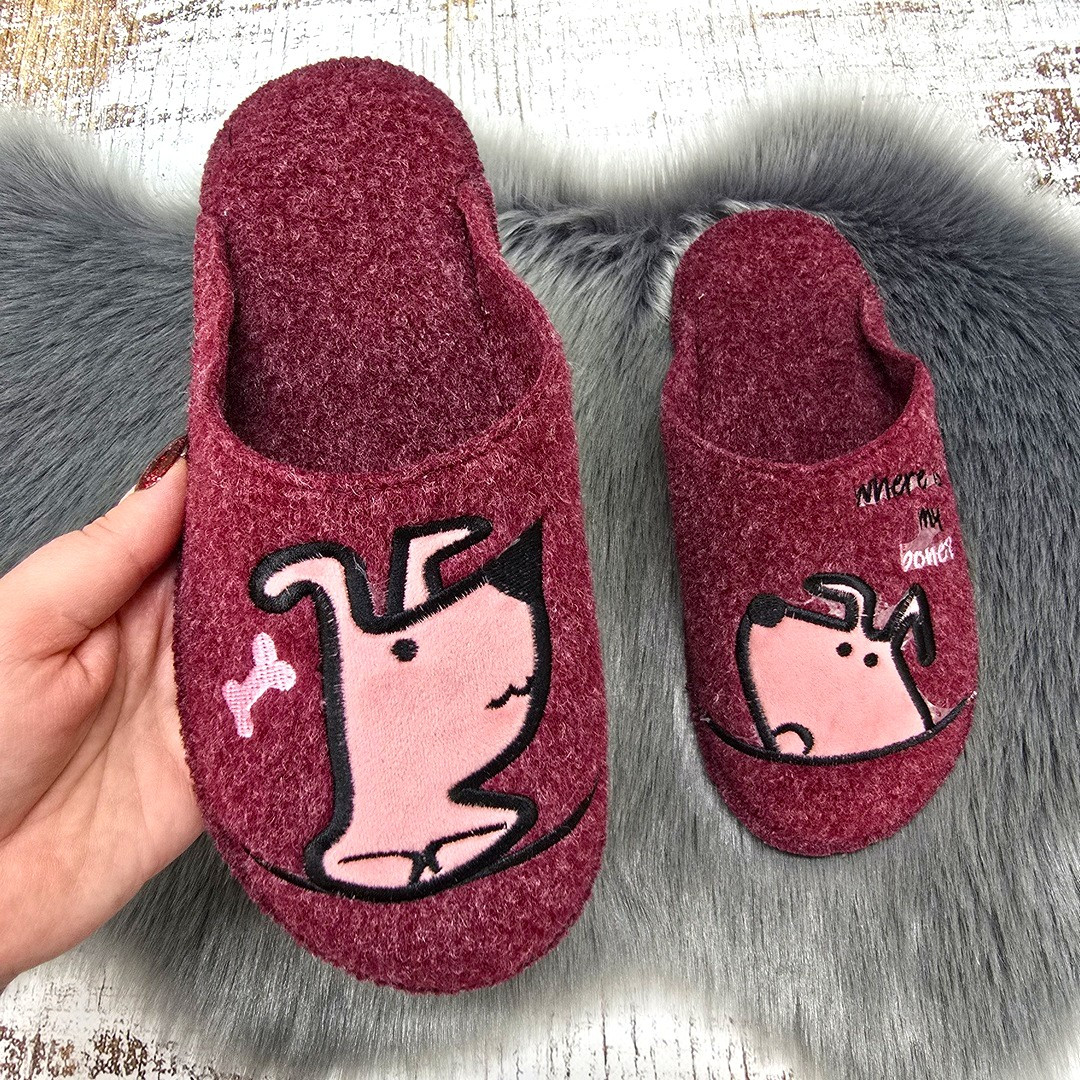 Тапочки жіночі Белста бордові фетрові з гумовою підошвою 8115