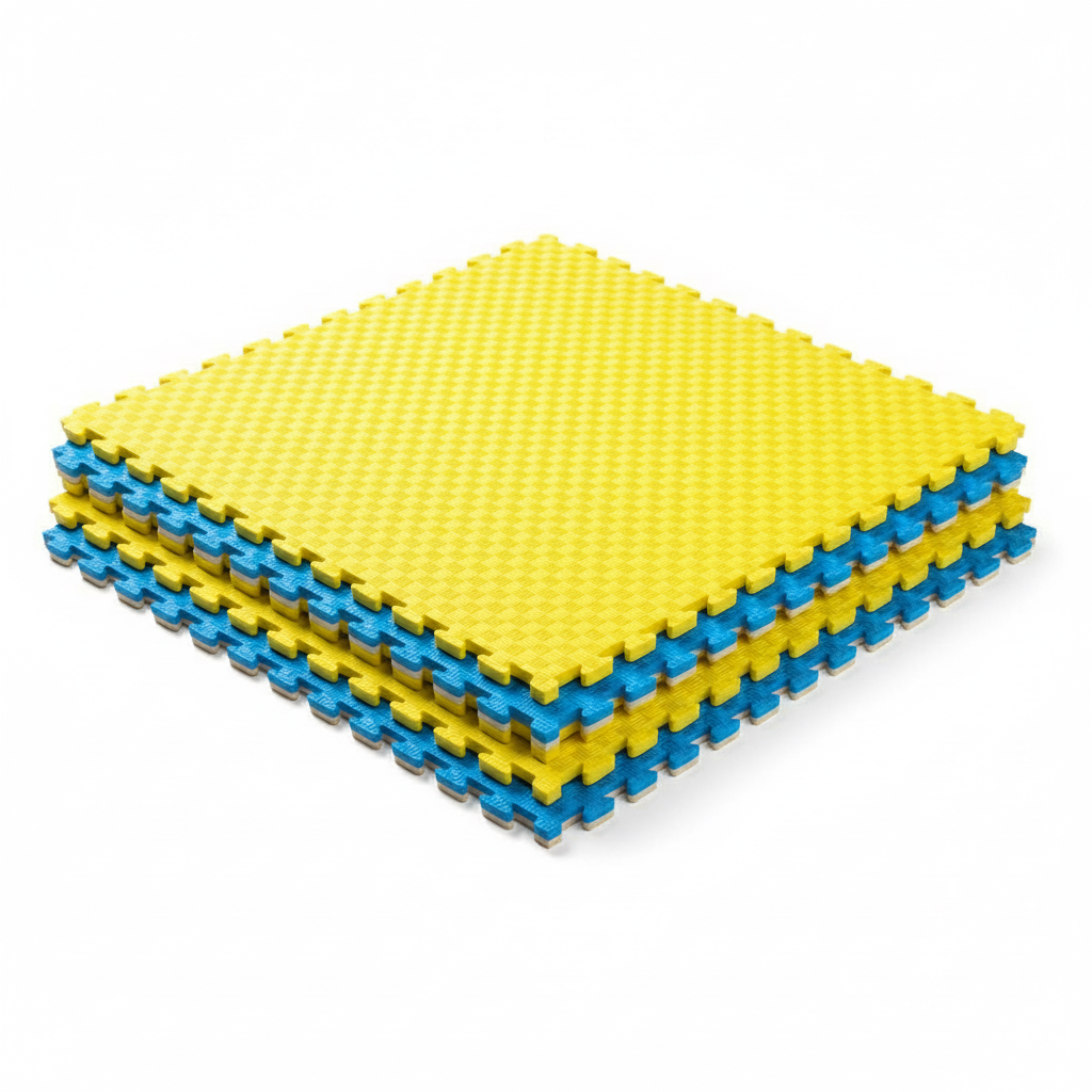 Мат-татамі пазл 100×100×2 см | Жовто-Синій | WCGPremium | Щільний EVA, спортивний рівень