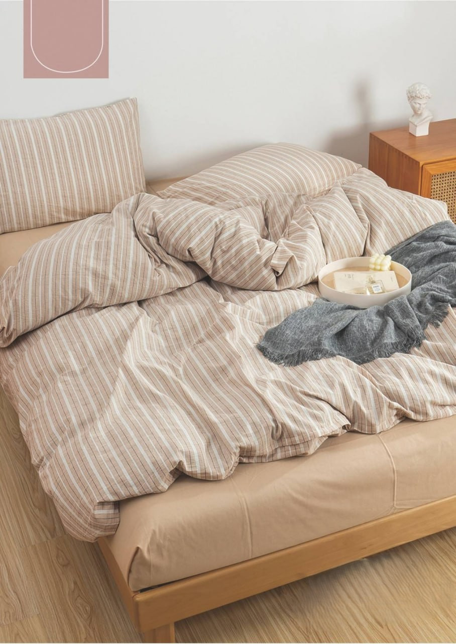 Постільна білизна Viluta Wash варена бавовна — геометрія 07 сімейна, фото 1