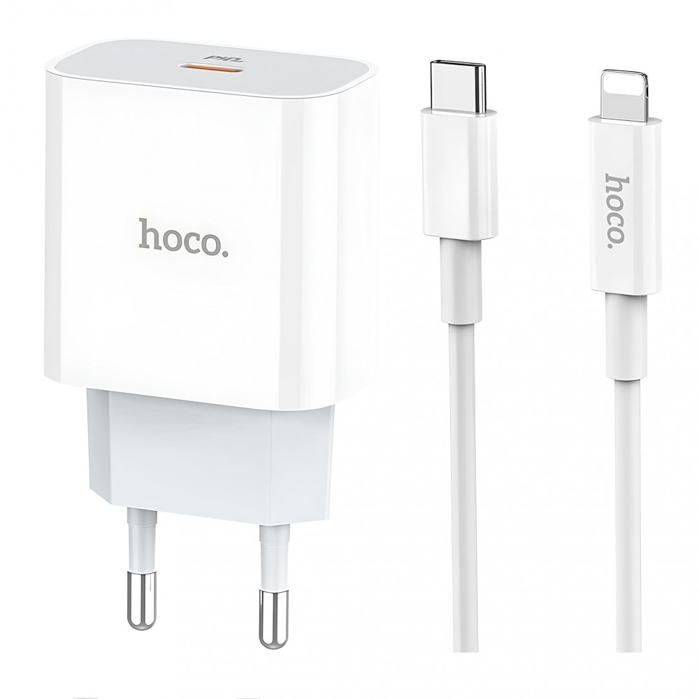 Home Charger 30W PD C to Lightning Cable (1m) Hoco C76A Pro — White, фото 1