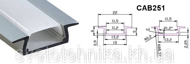 Профиль для светодиодной ленты "встраиваемый" (без крепежей), серебро, Feron CAB251 - фото 6 - id-p32828431