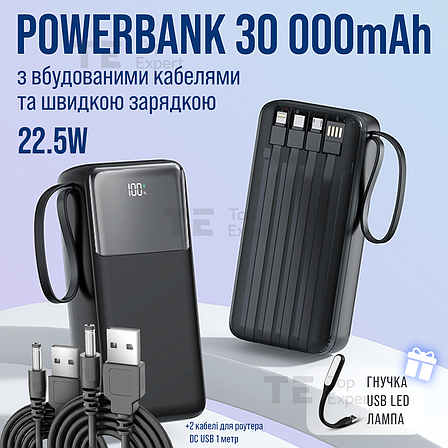 Повербанк для роутера Linkage LKP-58 30000 mAh комплект живлення Powerbank + USB шнур для вай фай роутера 12V, фото 1