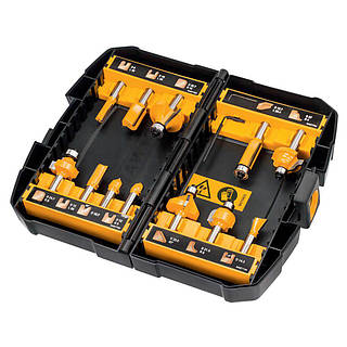 DeWALT Набор фрез DT90016 12 предметов цанга 8 мм профессиональный пластиковый кейс для обработки древесины