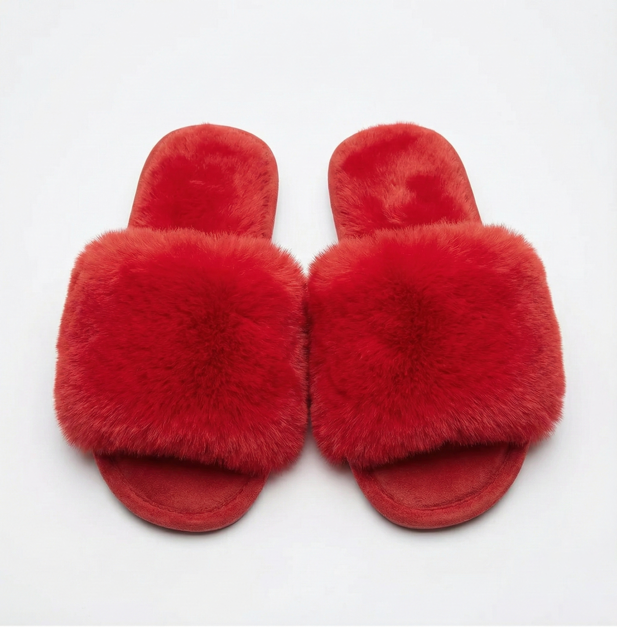 Жіночі пухнасті капці з хутром (мікс кольорів). Теплі домашні тапочки для дівчат, фото 1