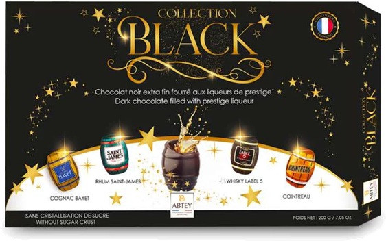 Цукерки з Чорного Шоколаду з Лікером 20 шт Collection Black Abtey 200 г Франція, фото 1