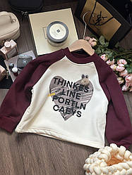 Кофта на дівчинку "Серце" на флісі Бордовий 23680, 14, JYBE, Бордовий, Для дівчаток, Зима, 110