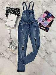 Комбінезон джинсовий на дівчинку рваний 5205, MUA GIRL, Синій, Для дівчаток, Літо, 170