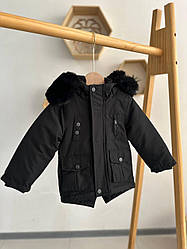 Парку на дівчинку з хутром на капюшоні Чорний M293, Happy Star, Чорний, Для дівчаток, Весна Осінь, 80