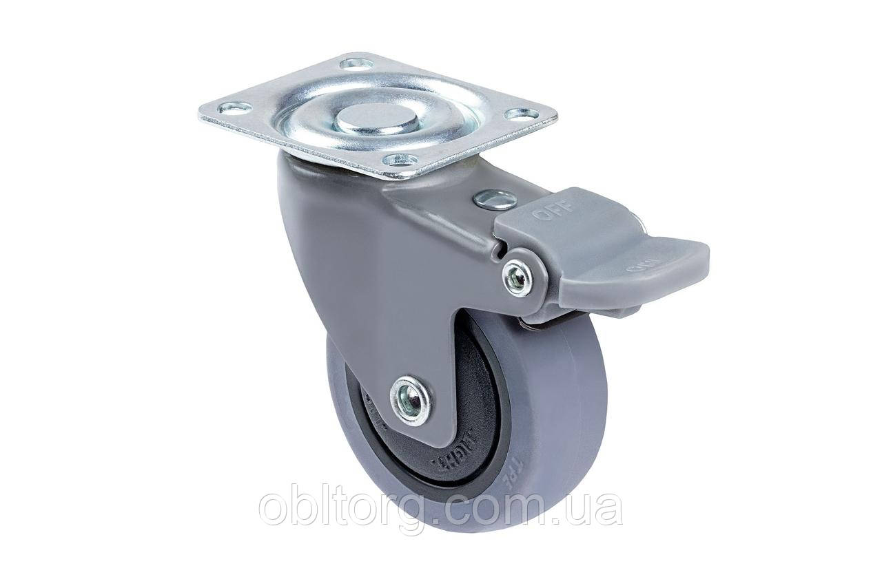 Меблевий ролик з площадкою і гальмом GIFF Silento d=50 сірий, фото 1