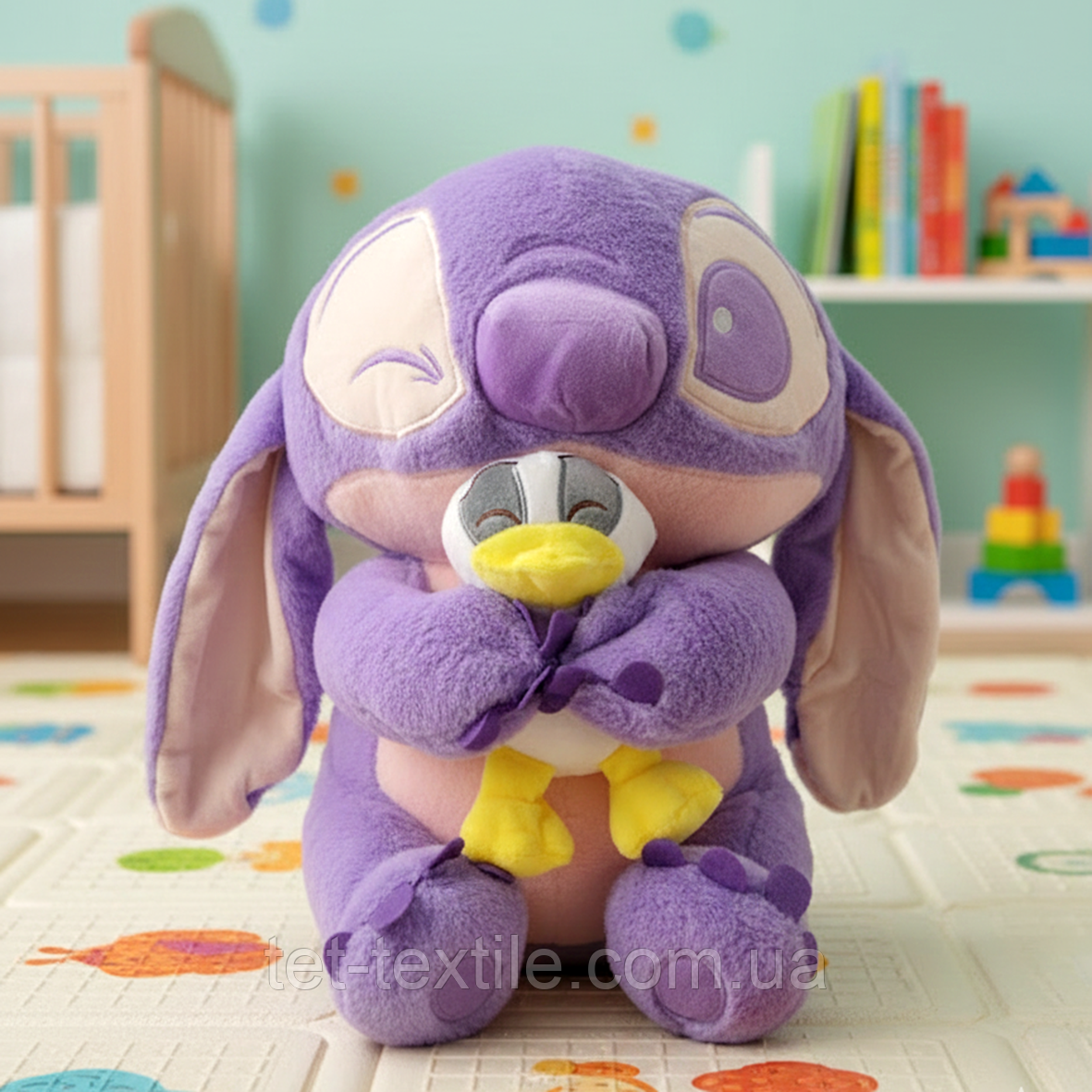 М'яка іграшка з пледом усередині Енджел подружка Стича з каченям бузкова