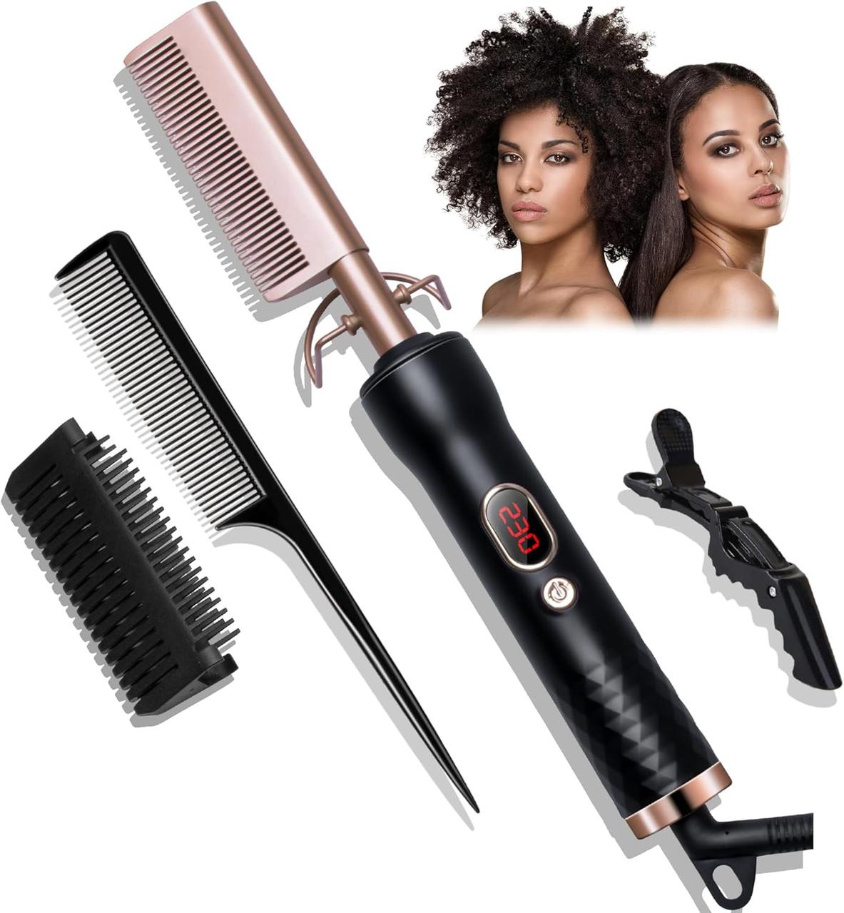 UKLISS - Електричний гарячий гребінець для випрямлення волосся з іонною технологією та РК-дисплеєм 120-230°C, фото 1