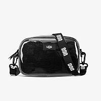 Сумка чорна ugg w janey ii clear sheepskin лакова з хутром через плече уг