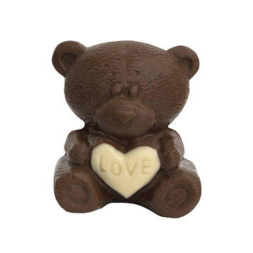 2 шт  Шоколадна фігурка "Ведмедик з білим серцем" з молочного шоколаду Код/Артикул 2601009225