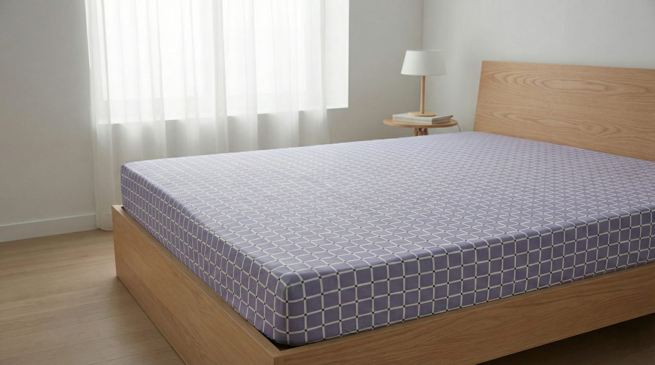 Простирадло на резинці двоспальне "Сітчастий візерунок" | Бязь 180х200 см, фото 1