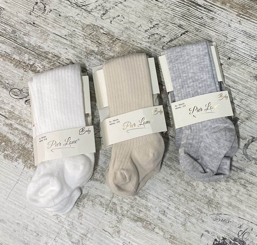 Хлопковые однотонные колготки в рубчик 0,6,12,18 месяцев, фото 1