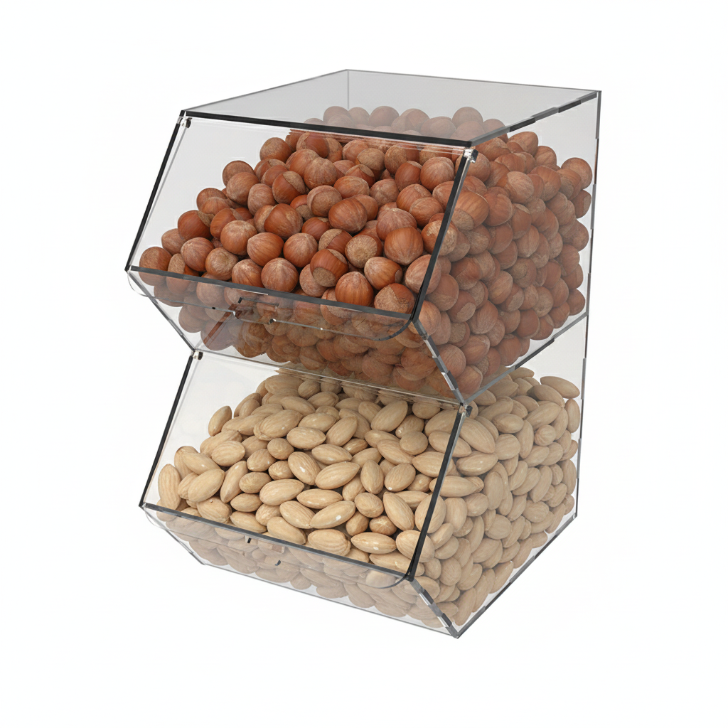 Диспенсер EKOSTAR вертикальний для мармеладів, снеків, горіхів 2 комірки, фото 1