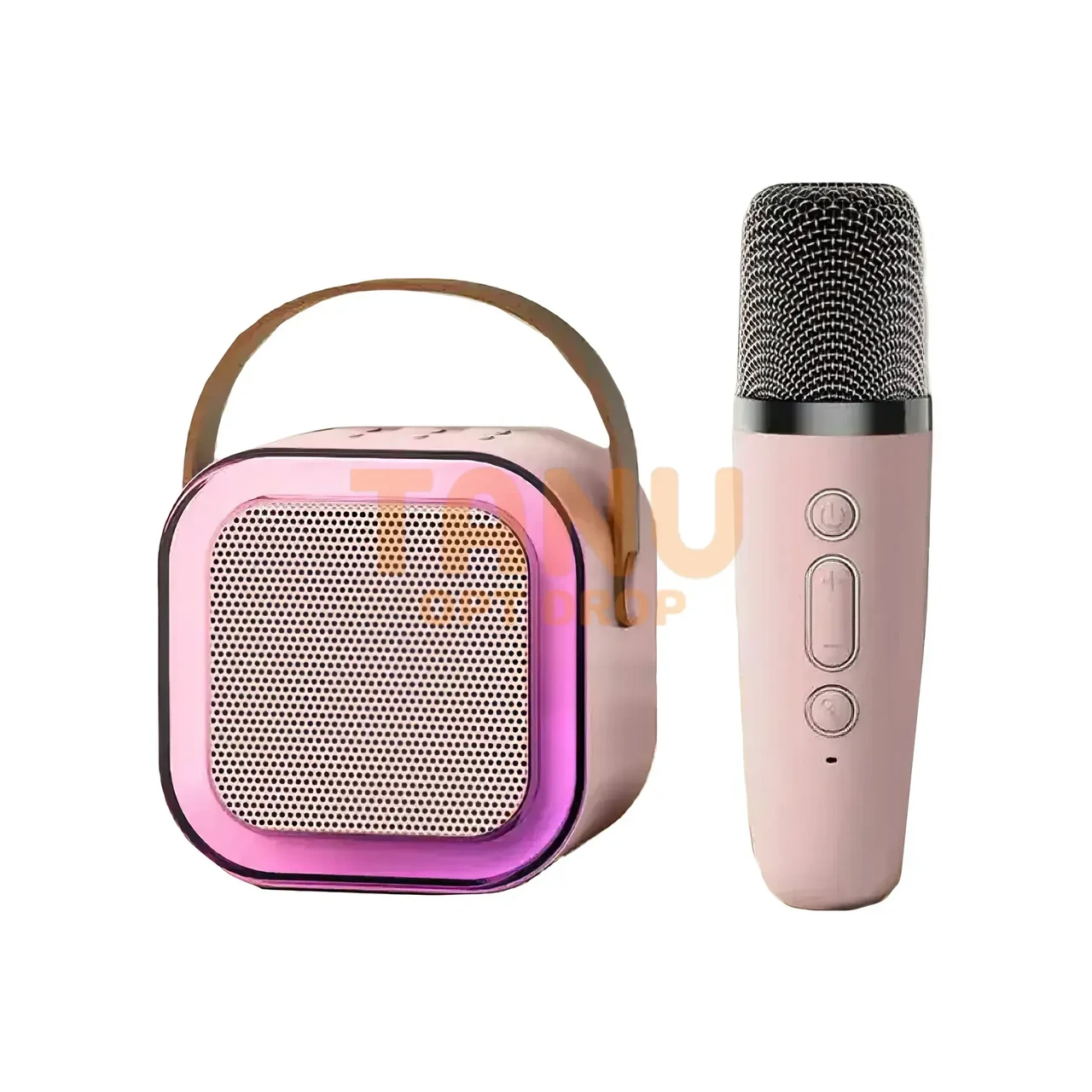 Караоке система LY-387 портативна Bluetooth колонка з бездротовим мікрофоном Рожевий, фото 1