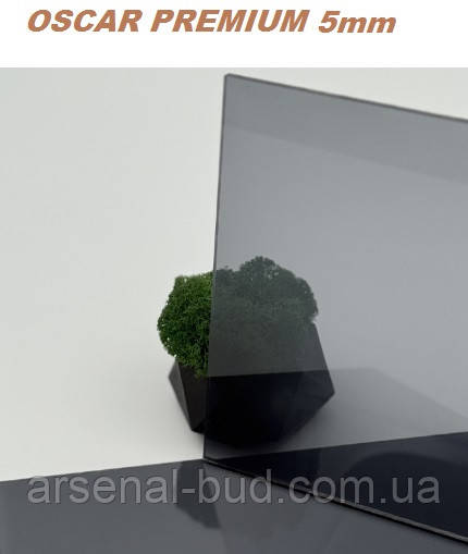 Монолітний полікарбонат, 5мм сірий, для авто-навісів, тераси, козирків, перил, перегородок, OSCAR PREMIUM ( 205см Х 305см), фото 1