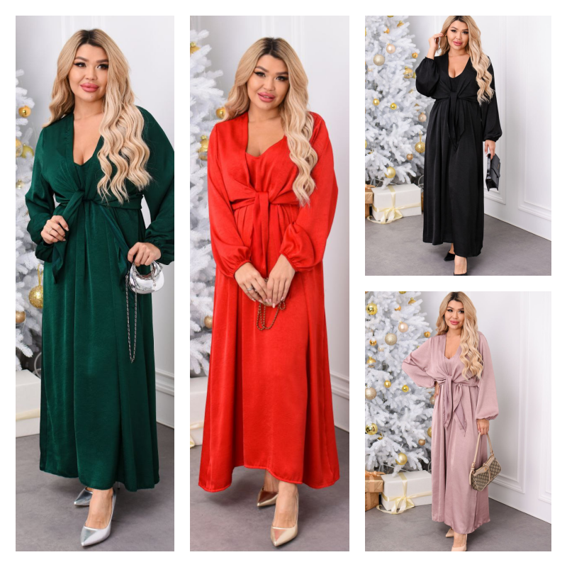 Шовкова сукня в підлогу і накидка, фото 1