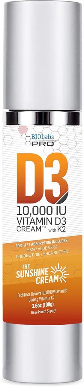 BIOLabs PRO Cream D3 K2 / Крем з вітамінами Д3 К2 10.000 МО 100 г BX722, фото 1
