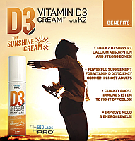 BIOLabs PRO Cream D3 K2 / Крем з вітамінами Д3 К2 10.000 МО 100 г BX722, фото 4