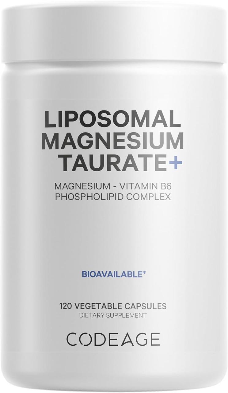 CodeAge Liposomal Magnesium Taurate / Ліпосомальний магній таурат + Вітамін Б6 120 капсул BX769, фото 1