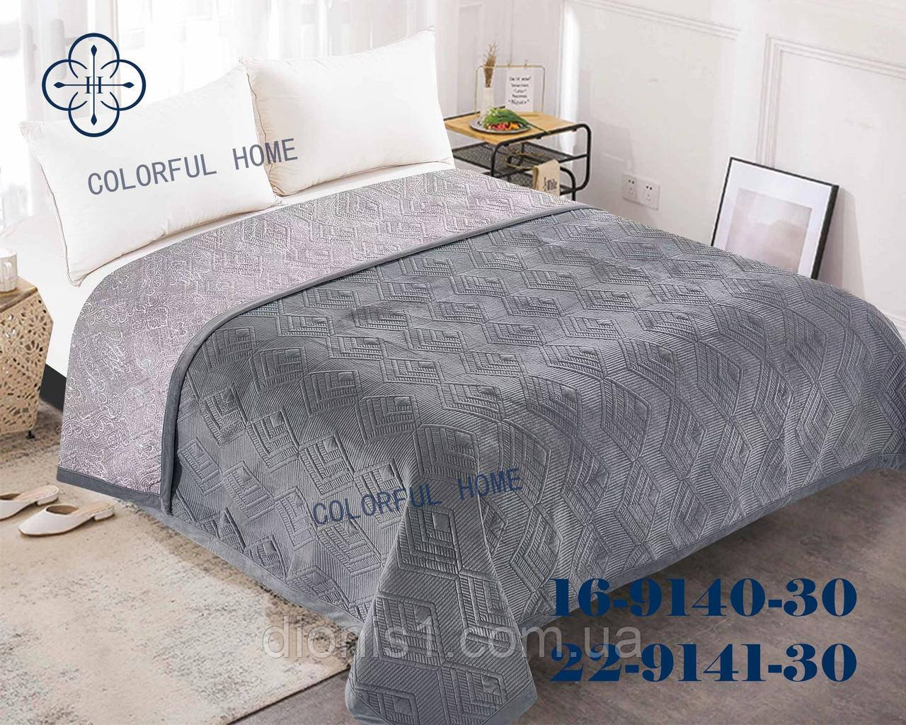 Покривало щільне велюрове однотонне розмір 220х240 у сумці, фото 1