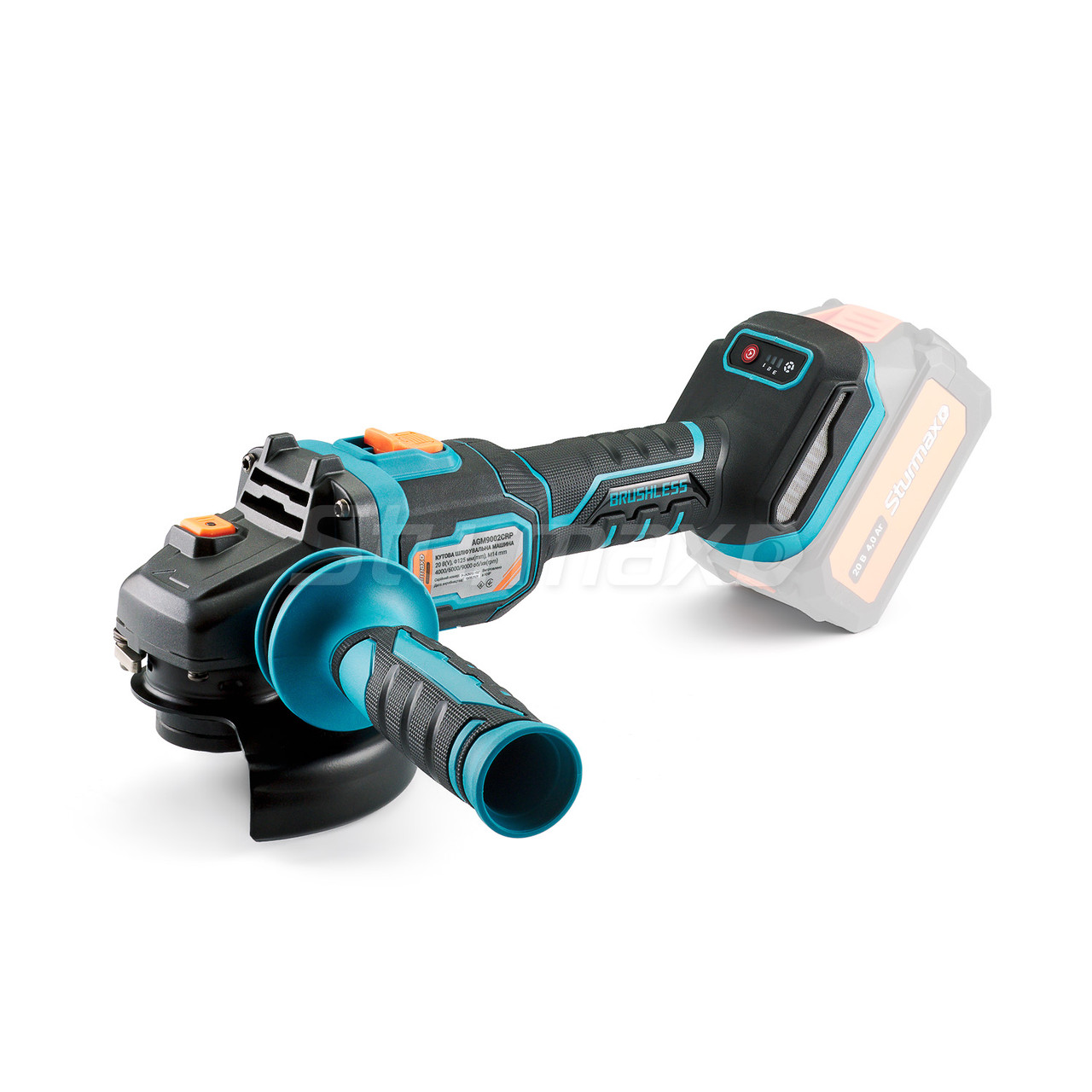 Sturmax AGM9002CRP Кутова шліфувальна машина акум.125мм,20В,БЕЗЩІТКОВА,без акум. Cordless Range Profi, фото 1