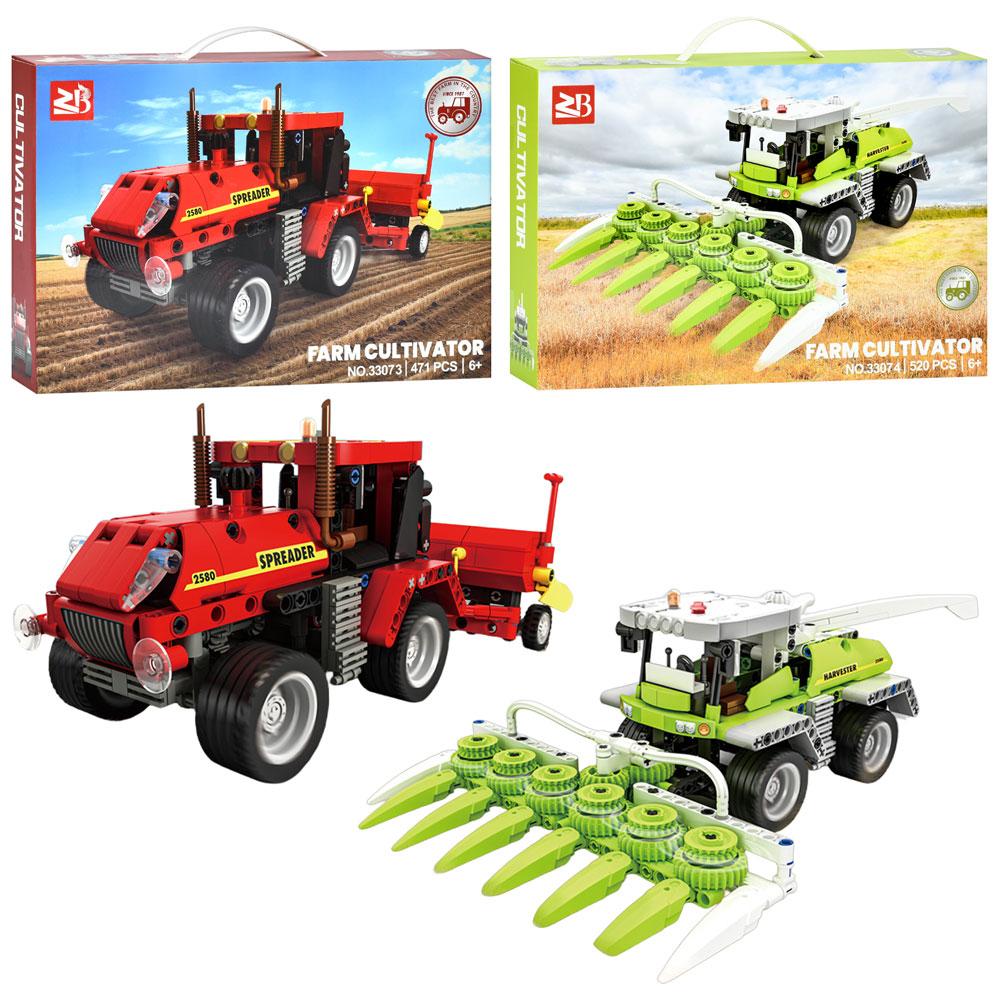 Конструктор 33073-33074 трактор, сільхозтехніка, 2 види (485 дет., 520 дет.), кор., 38-26-8 см., фото 1