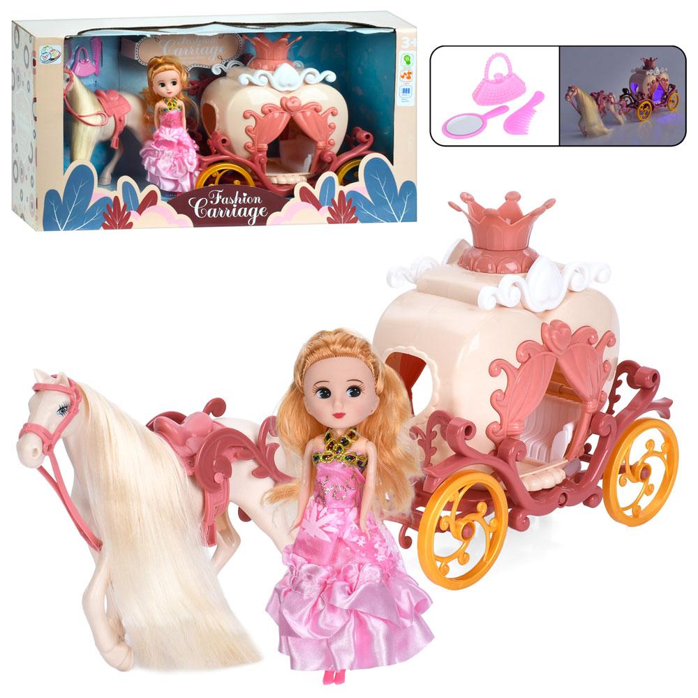 Карета 1922C лялька, аксесуари, муз., світло, бат.(табл), кор., 45-23,5-14 см., фото 1