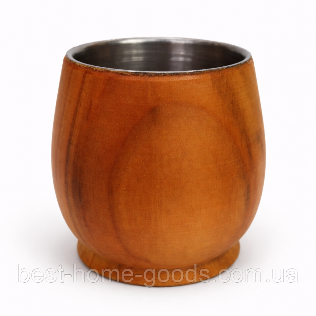 Чарка дерев'яна з нержавіючою вставкою 50 мл | Черешня | Ручна робота | Натуральна деревина, фото 1