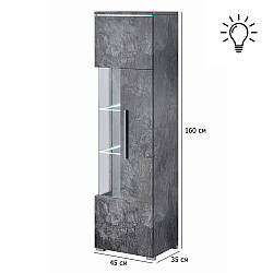 Вітрина під камінь з підсвічуванням RGB та LED ліва India 45 см сірий сланець для вітальні в сучасному стилі