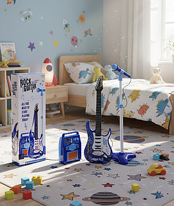 Дитяча електрогітара з мікрофоном і підсилювачем блакитна 1554