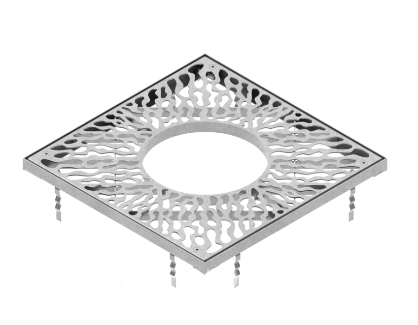 Решітка пристовбурна сталева оцинкована 800x800 з круглим отвором рамка тип 1, фото 1