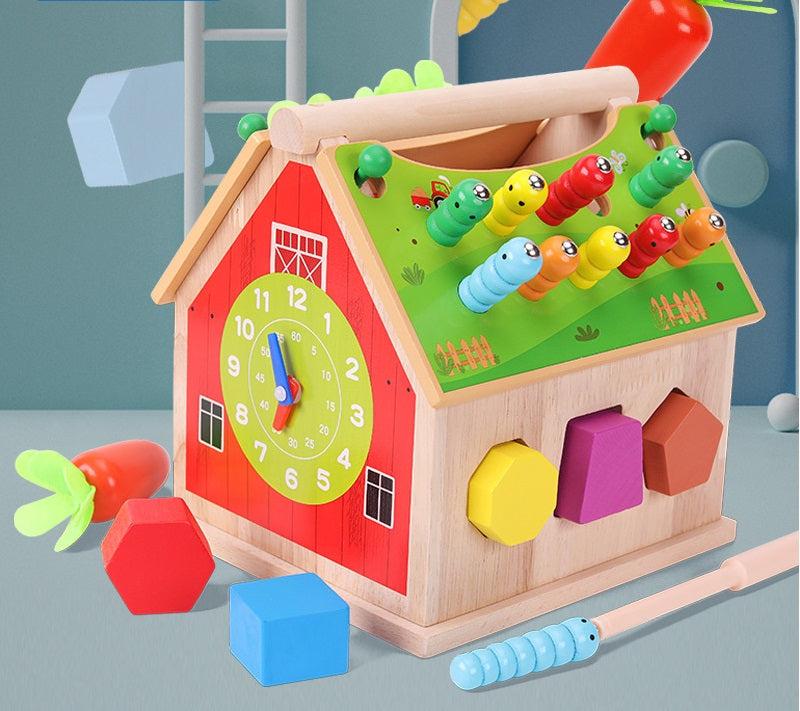 Ігровий логічний центр будиночок бізі іграшка для малюків від 3 років Магнітна риболовля грядка сортер з фігурами для раннього роз, фото 1