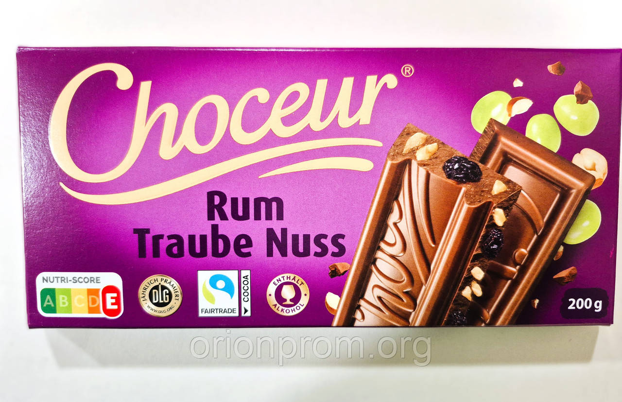 Шоколад Choceur Rum Traube Nuss 200 г молочний, фото 1